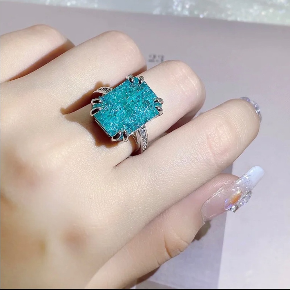 Sterling silver paraiba ring